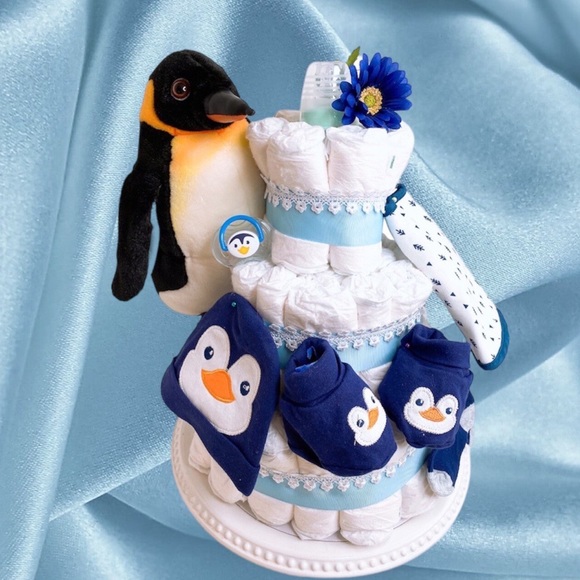 Penguin Diaper Cake Baby Shower Gift